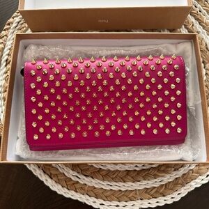 Authentic Louboutin Studded Wallet/Wristlet - with dust bag and box!